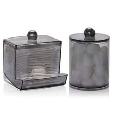 Paquete de 2/3 contenedores de baño dispensador Qtips, soporte para bolas de algodón de 10/7 oz, organizador de tarros de boticário para almacenamiento de hisopo de algodón - 2 piezas - Ver 10