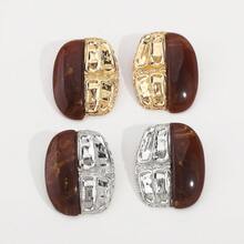 Mydear 1 Pair Elegant Vintage Geometric Alloy & Resin Stud Earrings, Suitable For Women's Daily Wear