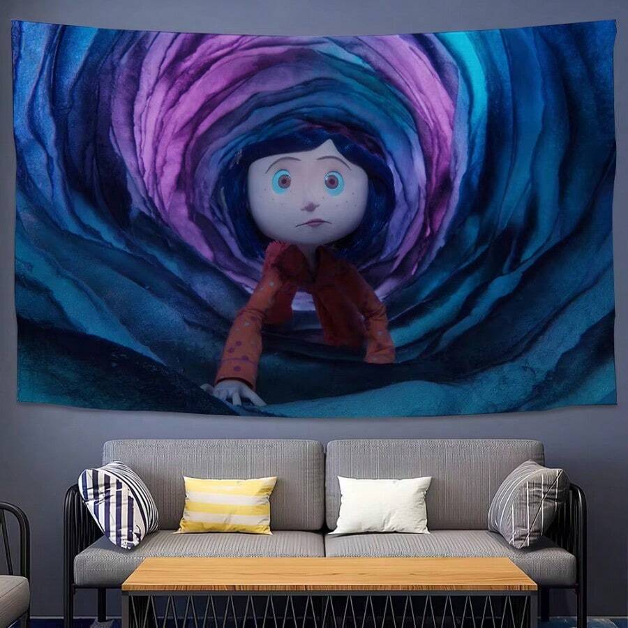 Funny Cool CCoraline Film Cartoon Tapestry Background Hanging Cloth Bedroom Tapestry Room Decor Aesthetic Tapestry Wall Hanging - Nhiều màu - Xem 1