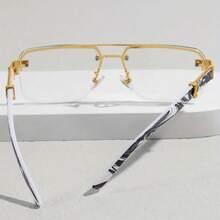 1 Pair Of ENSARJOE Men's Half-Frame Glasses - Gold Frame With Transparent Lenses, Suitable For Daily And Formal Wear - Modern Simple Luxury Fashion Accessories - trong suốt - Xem 3