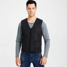 电热背心加热背心冬季电热背心三档智能温控USB充电双控男女加热背心 - 黑色 - 查看 10