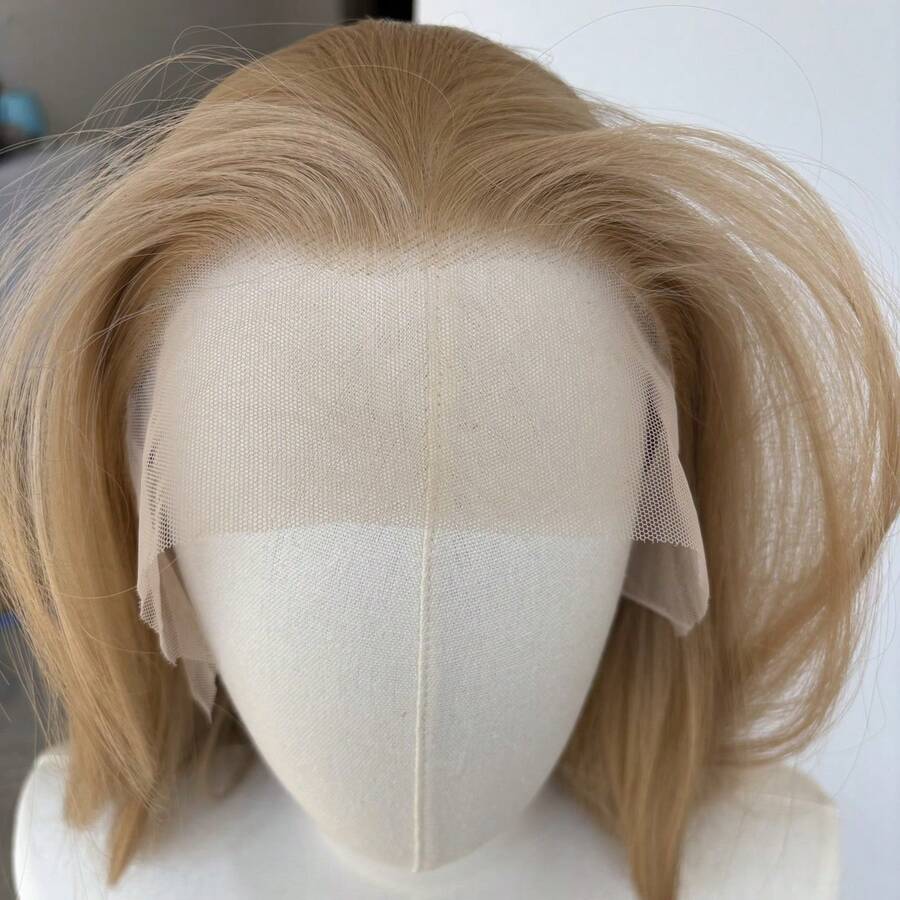 13X4 Inch Large Area HD Lace Frontal Wigs Heat Resistant Synthetic Hair Long Straight Daily Wear Soft Blonde Layered - Blonde - View 1