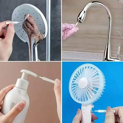 100/200pcs Bathroom Shower Head Mobile Phone Pore Cleaning Brush, Durable PP Material, 10 Pieces Per Set, A Total Of 100/200pcs, Shower Head Cleaning Tools, Suitable For Small Holes Clogged Shower Head Cleaning Brush, Small Gap Functional Shower Head Wand,