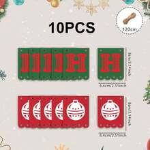 Christmas Wood Garland Boots/Gingerbread Man Hanging Decorations Party Supplies for Fireplace, Wall - Multicolor - Ver 6