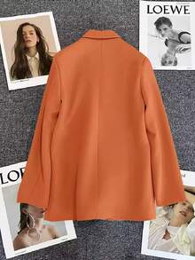 New Autumn Women's Solid Color Double-Breasted Blazer Jacket. Suitable For Dates, Parties, Weddings, And Holiday Celebrations, Also Can Be Worn As An Outerwear And Christmas Jacket For Ladies. Spring, Valentine's Day, Carnival, Beach, Birthday - Orange - View 4