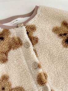 INS Baby Toddler Sherpa Bear Print Long Sleeve Thick Warm Jumpsuit, Autumn/Winter - Camel - View 10