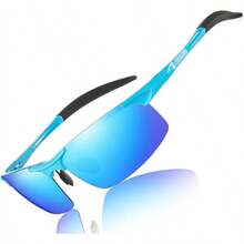 deportivas polarizadas con DUCO para hombres 8177s - Lentes azules Revo con punto rojo y montura azul - Ver 12