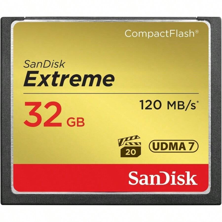 SanDisk 32GB Extreme CompactFlash Memory Card SDCFXSB032GG46Black Gold Red