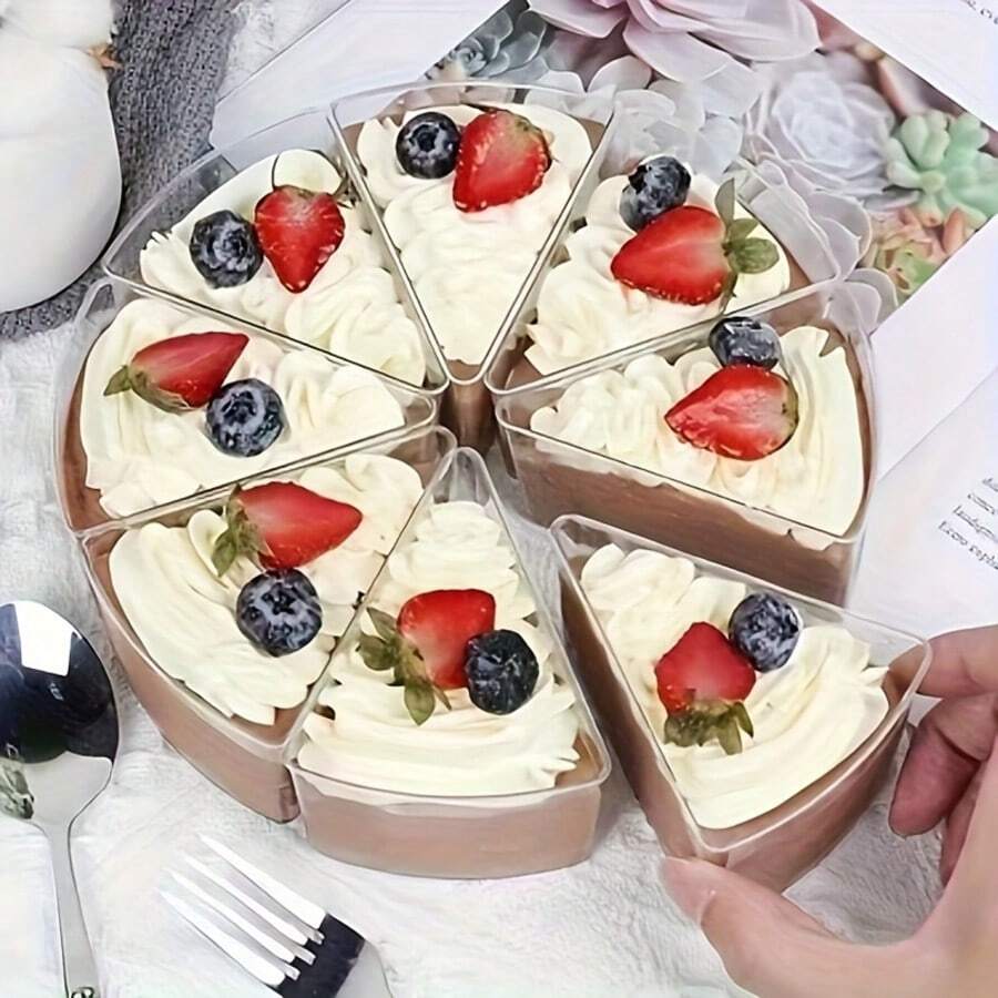 30 Stück/10 Stück durchsichtige Dreieck Dessertbecher - wiederverwendbare Kunststoffbehälter geeignet für Pudding, Mousse, Joghurt, Gelee und Kuchen, ideal für Party, Catering, Hochzeit und Feiertags-Dessertpräsentation (spülmaschinenfest), wiederverwendbar