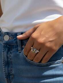 1pc Minimalist Unique 925 Sterling Silver Bee Ring, Exquisite Jewelry Gift For Women - Bee Ring - View 3