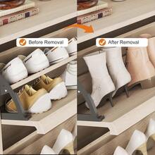 Gabinete de zapatos con 3 o 2 cajones, organizador de zapatos de madera con estante ajustable, almacenamiento de zapatos para la entrada, gabinete de zapatos ocultos para el pasillo y la sala de estar - Madera-2 Cajones - Ver 4