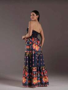 July Tropical Strapless Dress In Various Prints, 2025 Collection - floral negro - Ver 4