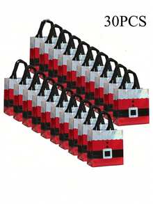 25pcs Christmas Gift Bags, Christmas Element Handled Non-Woven Fabric Gift Bags - Holiday Red & White Design, Suitable For Birthday, Corporate Events, Shopping Bags, Anniversary, Tote Bags, Holiday Gift Exchange, Christmas Gift Bags (Christmas, Thanksgiving, New Year)