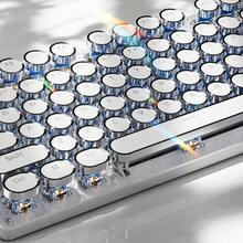 EWEADN TK100 Punk Mechanical Gaming Keyboard Wired- LED Backlit, Typewriter Keyboard Retro Style, Ergonomic Design Office Keyboards Full Size, Portable Computer Peripheral Accessories, Compatible With Windows/Laptop For Gamers - White - View 4