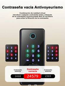 Cerradura Electrónica Inteligente automatica de sobreponer para puerta exterior| Chapa Digital Eléctrica | Celular, Huella, Código, Tarjeta, Llaves Físicas - por defecto - Ver 3