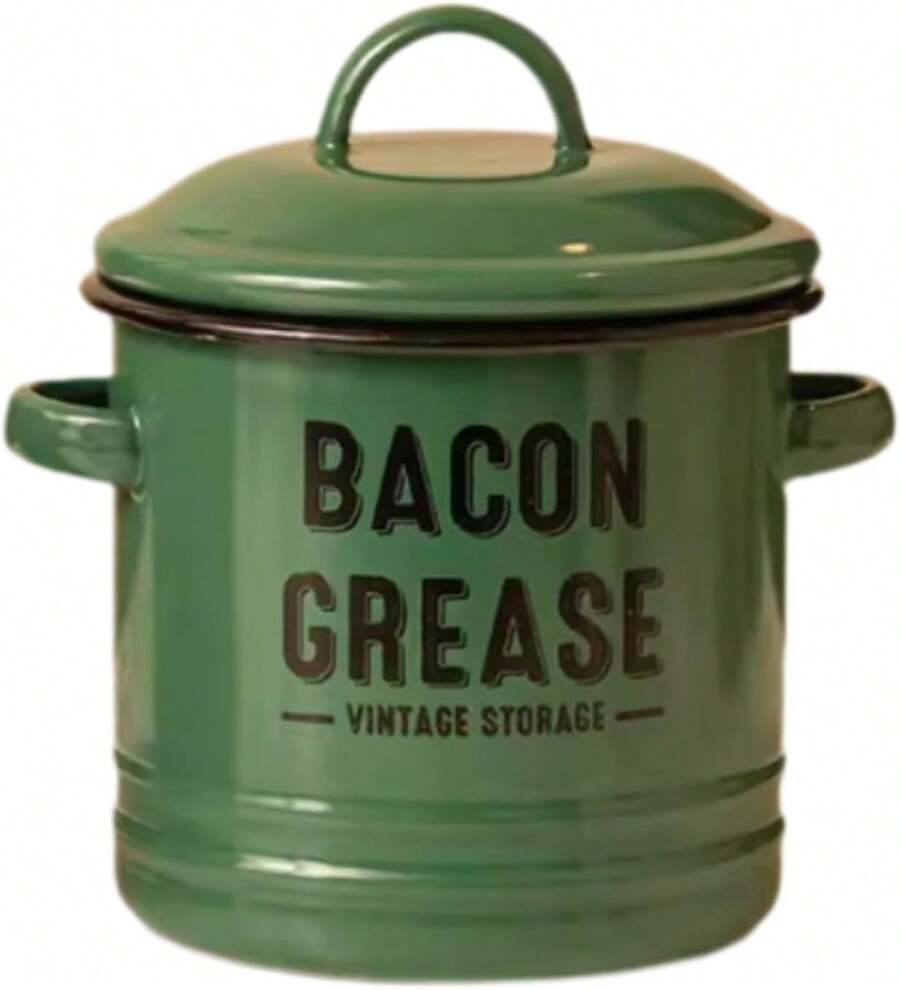 Small Enamel Cooking Pot With Lid Enamel Simmer Pot Sauce Pan Oil Keeper Can Cooking Pot With Lid For Campfire Making Soup, Green - Green - View 1