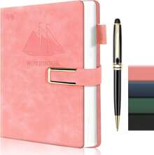 Cuaderno A5,Cuaderno Rayado,Cuaderno con Cierre Magnético, Cada Cuaderno Viene con 180 Hojas/360 Páginas,Piel Sintética Lisa,Apto Para Estudio,Trabajo,Regalo - Rosa - Ver 10