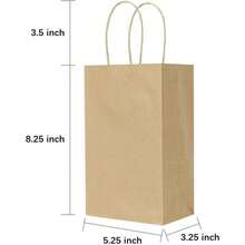 100 Pack 5.25x3.25x8.25 Inch Small Plain Natural Paper Gift Bags With Handles Bulk Kraft Bags For Birthday Party Favors Grocery Retail Shopping Business Goody Bags Cub Brown 100 PCS Count