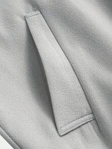 男士时尚经典个性纯色双面柔软耐用面料斜插口袋前短后长设计连帽，适合休闲、时尚、经典、百搭、简约外出、通勤、街头风格，新款冬季长袖长款连帽外套 - 灰色 - 查看 4