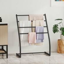 Towel Racks For Bathroom, Free Standing Towel Rack, Pool Towel Racks Outdoor, 4 Tier Wide Metal Towel Bar Stand, Blanket Ladder Holder, Drying And Display Rack For Oversized Bath Towel,23690997 - màu đen - Xem 5