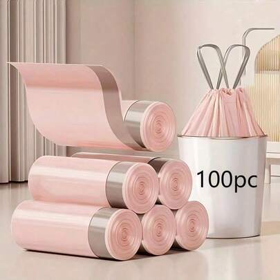 100 Pack Pink Garbage Bags Thick And Durable Polyethylene Garbage Bags Can Be Used In The Kitchen, Bathroom, Living Room, Bedroom