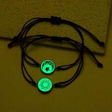 2 Pcs/Set Luminous Braided Rope Couple Bracelets For Lovers Sun Moon Butterfly Glow In The Dark Chains Noctilucent Jewelry Gift