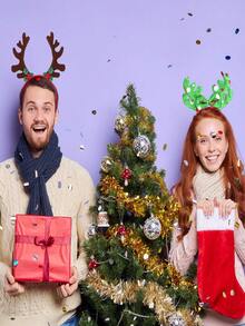 12/6件装圣诞节假日头饰，可爱的圣诞树和圣诞老人造型头饰，为圣诞派对、礼物和拍照增添节日气氛 - 彩色 - 查看 6