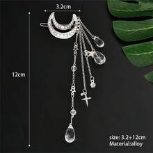 Romantic Rhinestone Crescent Star Jewelry Hair Clip, Crystal Bead Streaming Su Hair Clip Chain Hair Clip, Suitable For Female Brides Jewelry Hair Accessories 1 Piece, Headpiece, Head Chain