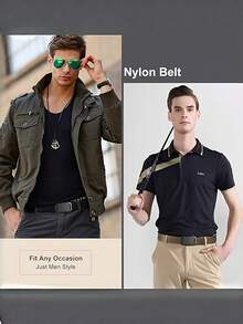 Ratchet Belts For Men - Fashion Belt Man Nylon Fabric For Casual Jeans - Adjustable Waist - Multicolor - View 3