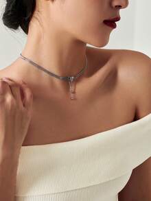 1 pieza Collar de clavícula de moda y versátil, colgante de borla y cuentas con textura de insecto mariposa para mujeres