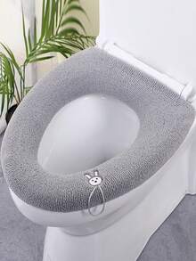 غطاء مقعد المرحاض المطرز من البوليستر قطعة واحدة - غطاء قماش محبوك بلون صلب مسمك - لا يتطلب كهرباء