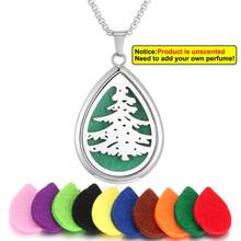 1 Set Water Drop Shape Aromatherapy Diffuser Pendant Necklace Aroma Jewelry Hollow Out Tree Of Life Flower Scent Aroma Perfume Essential Oil Diffuser Necklace For Women Sweater Chain Teardrop Necklace Christmas Halloween - Silver - View 14