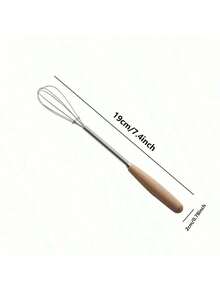 1pc/3pcs Whisk With Solid Wood Handle, Kitchen Mini Stainless Steel Egg Beater, Milk Whipper Wire Whisk For Blending, Whisking, Beating, Or Stirring, 7.9 Inch