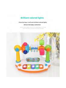 1 件儿童互动音乐键盘玩具，带灯光功能 - 带节奏游戏和歌曲的教育钢琴 - 适合早期发展学习 - 教育玩具钢琴 - 亲子互动玩具、生日礼物、节日礼物、礼品、玩具