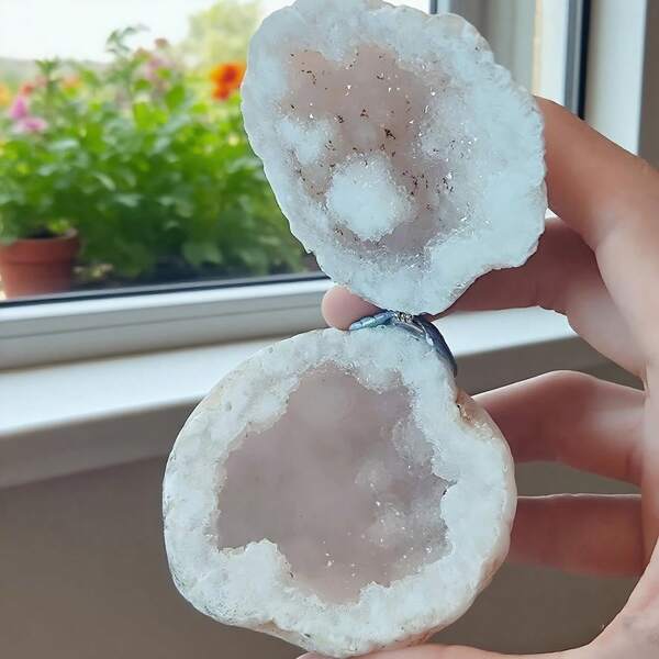 1pc Natural Crystal Geode Agate Ring Box, Jewelry Box - Elegant Decorative Gift Box, Ring Storage Box, Suitable For Holidays, Birthdays And Special Occasions, Crystal Display, Polished Surface, Home Or Office Decor, Jewelry Gift Box, Decorative Stone, Polished Surface, Crystal Display, Small Geode