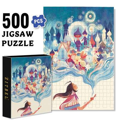 ZITBEL Fairy Tale World 500pcs/1000pcs Jigsaw Puzzle, Scratch-Resistant, Interactive Family Game & Brain-Boosting DIY Decor, Perfect For Halloween, Christmas & New Year Gifts, Family Puzzle Game