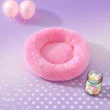 1 件超柔软毛绒宠物床 - 舒适温暖的仓鼠睡窝，带防滑底部和隔热垫，非常适合豚鼠和其他小动物，圆形蓬松多彩设计