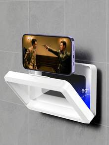 1PC 360 ° Rotating Waterproof Shower Phone Holder, Extendable, Adjustable Angle, Shower Room, Shower, Shower Phone Case, Bathroom Wall Anti Fog High-Sensitivity Cover Installation Box, Mirror, Bathtub, Kitchen, Waterproof Bathroom Touch Screen, Phone Bathroom Decoration For Summer Return To School Bathroom Storage Rack&Corner Rack
