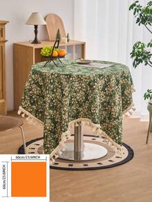 1pc Green Floral Jacquard Tablecloth, American Vintage Farmhouse Style With Tassels, Suitable For Kitchen, Dining Table, Coffee Table, TV Stand, Entryway, Perfect For Daily Use, Holidays, Family Gatherings, Birthday Parties, Weddings, All Seasons - Green - View 13