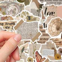 30pcs/Pack Retro Vintage Graphic Word Stickers For DIY Scrapbooking, Planner, Diary, Notebook, Laptop, Tumbler Decor, Back To School - 彩色 - 查看 2