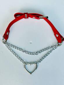 1件装女士皮革颈链时尚腰带风格朋克风项链锁骨项链摇滚颈链新娘饰品万圣节 - 黑色 - 查看 11