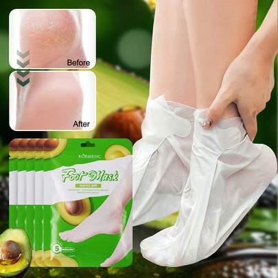 1/3/5/10 Mascarilla de pies con aceite de aguacate, que contiene extracto de verdolaga y esencia suavizante de nicotinamida. Puede hidratar profundamente, aliviar la sequedad, exfoliar, reparar las cutículas, reducir las líneas finas y secas, prevenir la sequedad, aclarar el tono de la piel, blanquear, tocar suavemente la piel, adecuado para todo tipo de pieles, fácil de usar, apto como regalo de San Valentín y Navidad