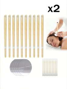 10 piezas de velas para los oídos, velas cónicas de cera de abeja Hopi para eliminar la cera de los oídos, velas aromáticas para los oídos con soporte, 100% cilindros de fragancia cónica hueca - Multicolor - Ver 10