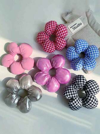 1 pieza Coletero de fibra sintética con estampado floral, adecuado para primavera, verano, otoño e invierno, sujetadores de coleta, ligas para el cabello, bandas de goma para el cabello, lazos para el cabello