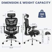 Silla ergonómica de Oficina, Silla de Oficina con reposapiés, reposabrazos 3D Ajustables, reposacabezas para Oficina y hogar, Color Negro - Negro - Ver 2