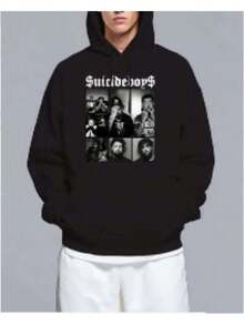 Suicideboy Era Tour Graphic Print Funny Graphic Men's Hoodie, Harajuku Style, Hip Hop, Rock, Unisex, Funny Graphic Men's Hoodie, Fashion Men's Streetwear, Standard Size, Men's Sweater, Men's Winter Sweater, Men's Sweatshirt, Funny Graphic Men's Hoodie, Vintage Halloween Hoodie, Halloween Hoodie - Black - View 1