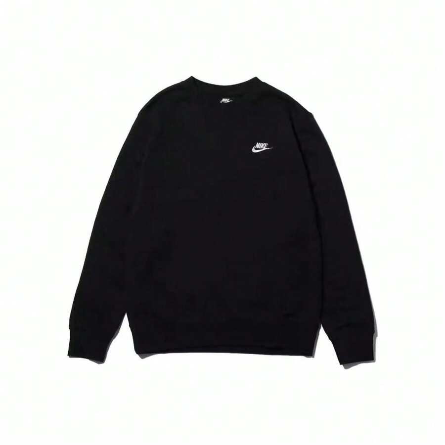 Nike Sportswear Logo Crew Neck Casual Sweatshirt, Spring, Men, Black