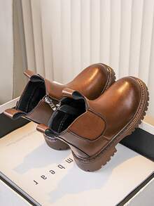 Toddler Kids Leather Chelsea Boots Boys Girls Ankle Boots With Zipper And Elastic Side