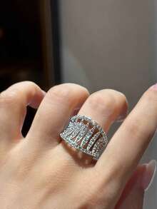 1 件奢华方晶锆石戒指，适合女士婚礼订婚派对珠宝情人节礼物 - 1# - 查看 4