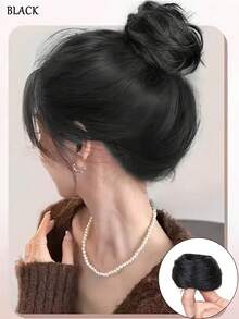 合成发髻，配有弹性发圈，可夹式接发马尾辫，女士适用